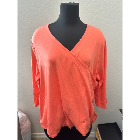 SOFT SURROUNDINGS | Coral Drape Front Top Pima Cotton Modal Blend | Size 3X - Picture 2 of 6